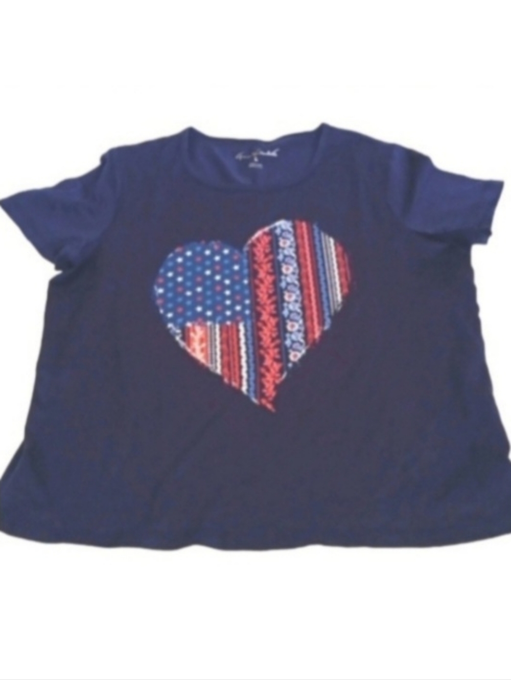 NWOT Gloria Vanderbilt Short Sleeve T-shirt | Heart Floral Flag - Picture 12 of 14